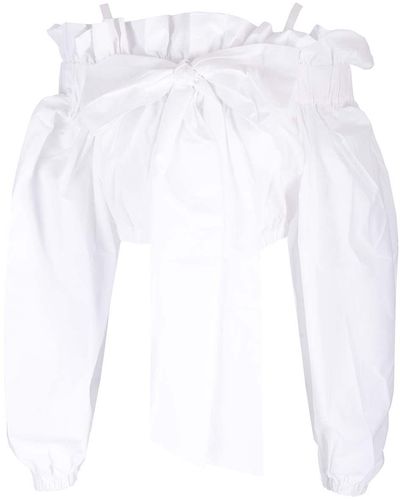 Patou Bustier Top With Balloon Sleeves - White