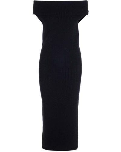 Totême Black Ribbed Midi Dress - Blue