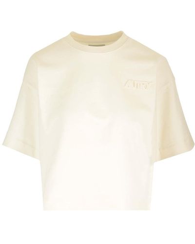 Autry Ivory Cropped T-shirt - White