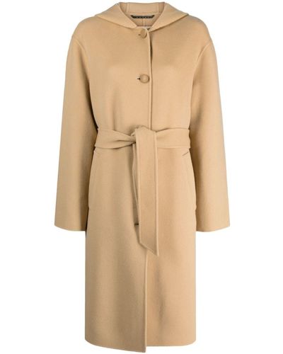 Marni Belted Hooded Coat - Natural