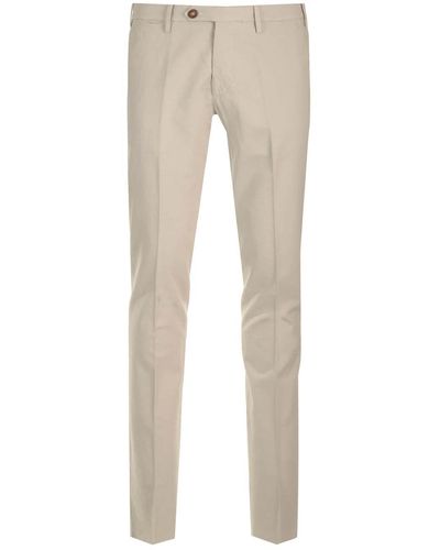 Al Duca d'Aosta Beige Linen And Stretch Cotton Pants - Natural