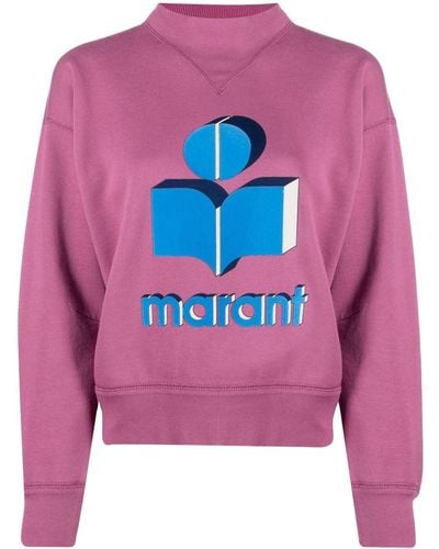 Isabel Marant Flocked-logo-print Sweatshirt - Pink