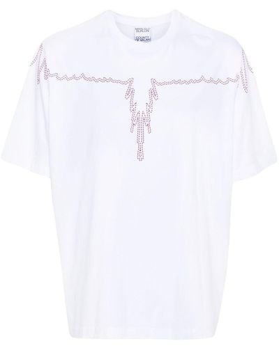 Marcelo Burlon White T-shirt With Stitched Wings Print