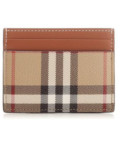 Burberry Vintage Check E-canvas & Leather Card Holder - Brown
