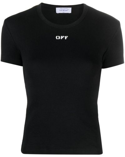 Off-White c/o Virgil Abloh Logo-print Ribbed T-shirt - Black