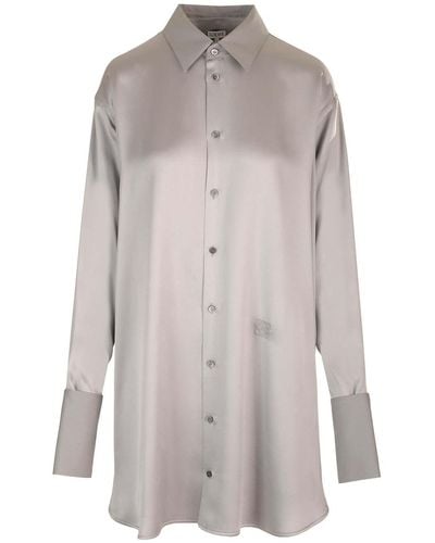 Loewe Unstructured Silk Shirtdress - Gray