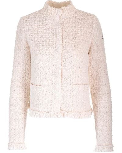 Moncler Knitted Cardigan With Padding - Pink