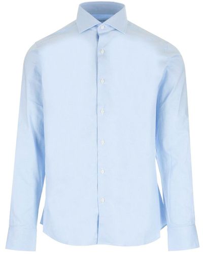 Al Duca d'Aosta White/light Blue Oxford Shirt