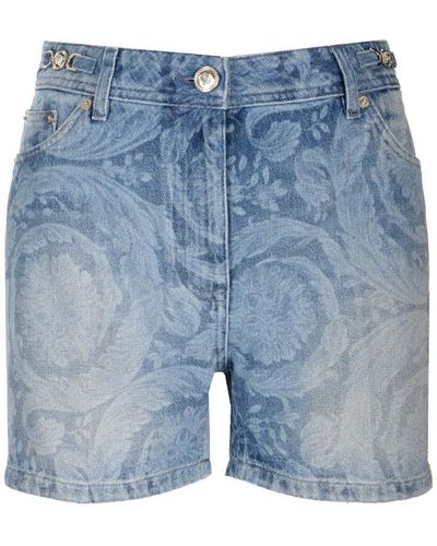 Versace Slim Fit Denim Shorts - Blue