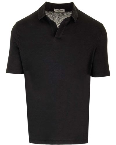 Al Duca d'Aosta Stretch Linen Jersey Polo Shirt - Black