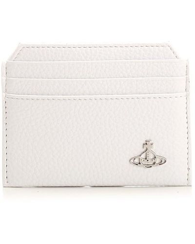 Vivienne Westwood White Card Holder With Silver Orb