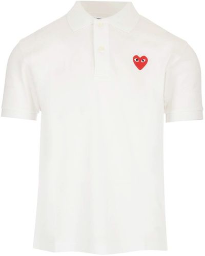 COMME DES GARÇONS PLAY Classic Polo Shirt Small Heart - White