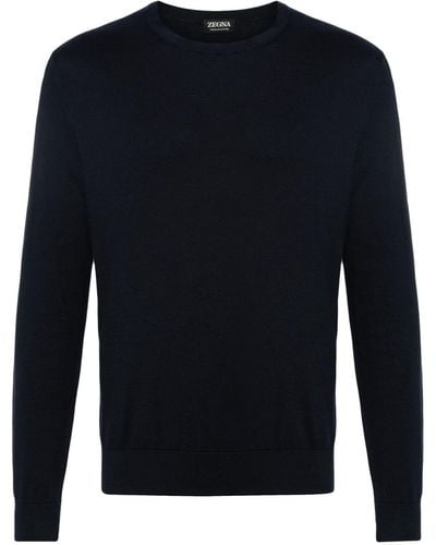 Zegna Crew-neck Cotton Sweater - Blue