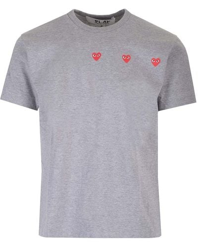 COMME DES GARÇONS PLAY T-shirt With Red Hearts - Gray