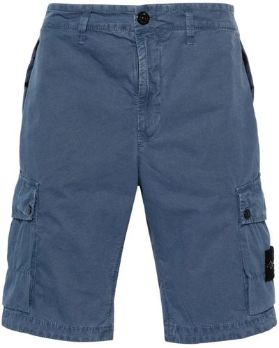 Stone Island Cotton Cargo Bermuda Shorts - Blue