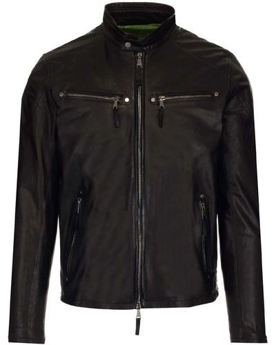 Al Duca d'Aosta Byker Leather Jacket - Black