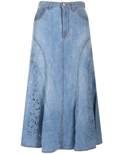 Chloé Recycled Fabric Long Skirt - Blue