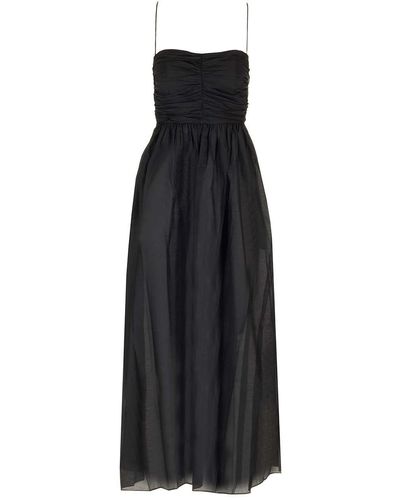 Matteau Gathered Lace-up Dress - Black