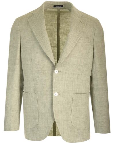Al Duca d'Aosta Linen And Wool Canvas Blazer - Green