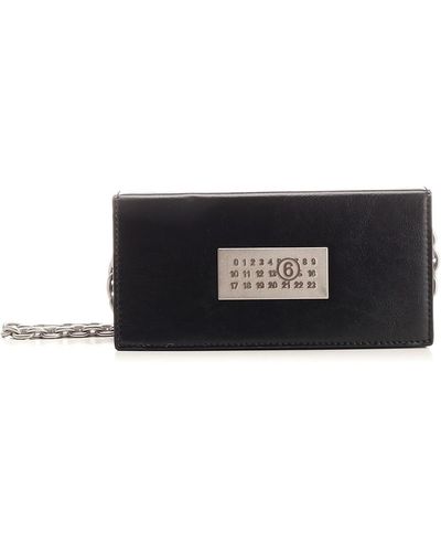 MM6 by Maison Martin Margiela Numeric Chain Wallet Calf Leather Black - White