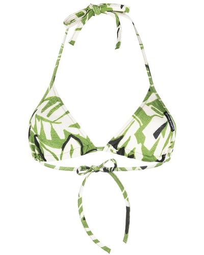 Palm Angels Hibiscus Triangle Bikini Top - Green