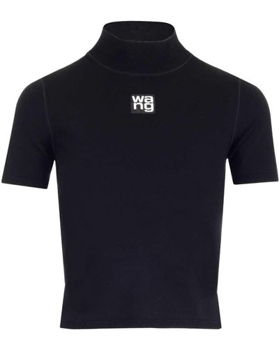 T By Alexander Wang Viscose Fitted Top - Blue