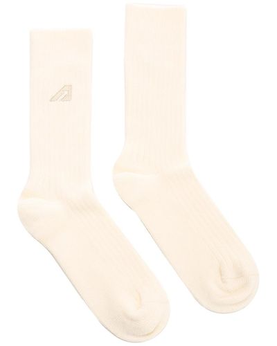 Autry Ribbed Socks With Logo - White