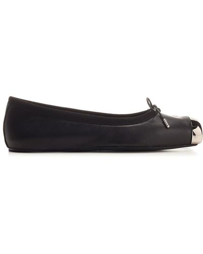 Alexander McQueen Metal-toecap Leather Ballet Flats - Black