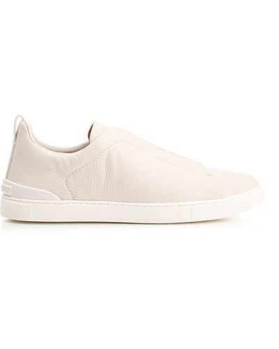 ZEGNA "triple Stitch" Low Top Sneakers - Natural