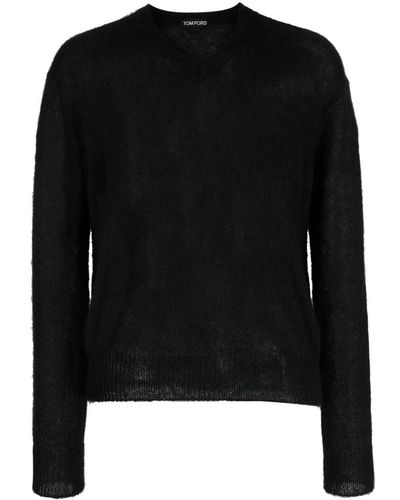 Tom Ford V-neck Knitted Sweater - Black