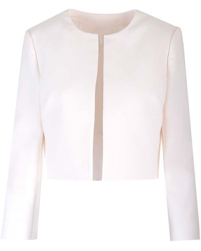 Theory Cropped Crepe Jacket Without Collar - White