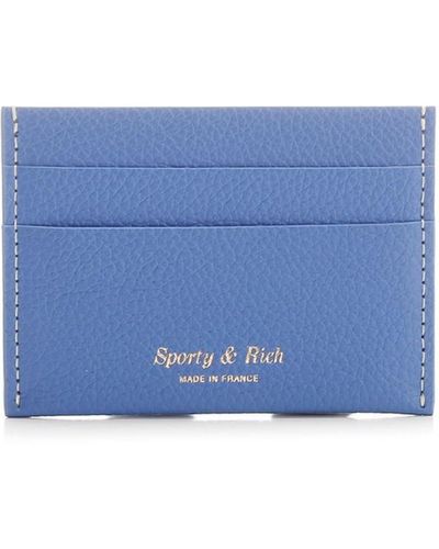 Sporty & Rich Logo Detailed Cardholder - Blue