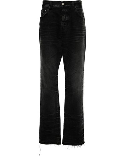 Amiri Straight Jeans With Fringed Hem - Black