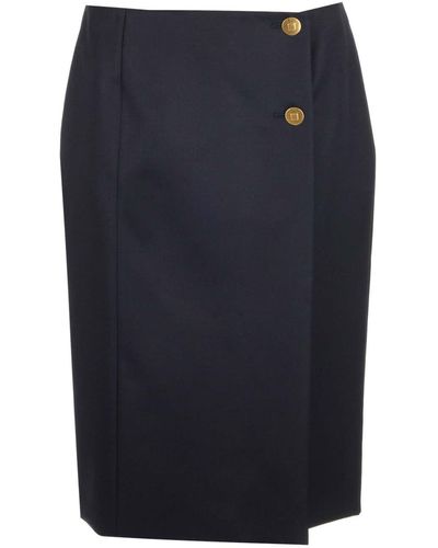 Givenchy Gabardine Wrap Skirt - Blue