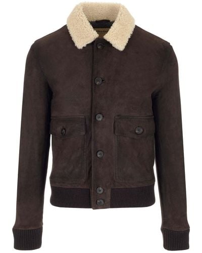 Al Duca d'Aosta Suede Bomber Jacket - Black