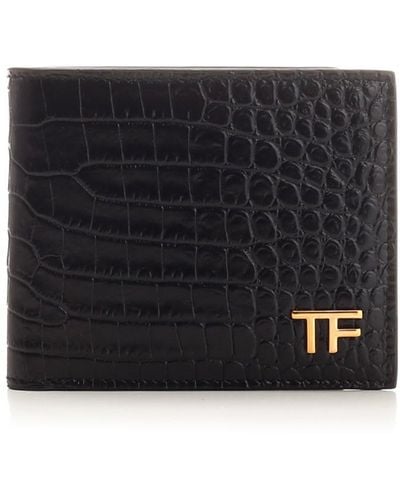 Tom Ford Croco Print Leather Wallet - Black