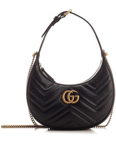 Gucci "Gg Marmont" Mini Hobo Bag - Black