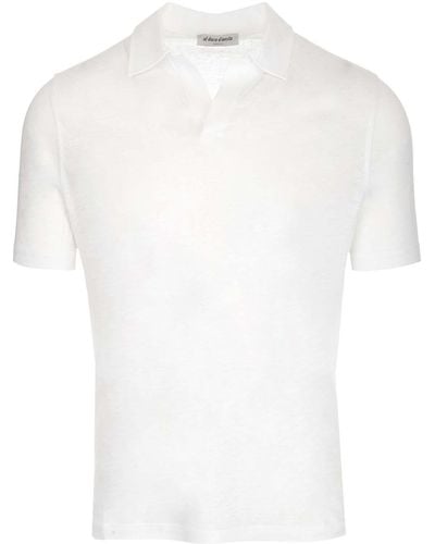 Al Duca d'Aosta White Linen Polo Shirt