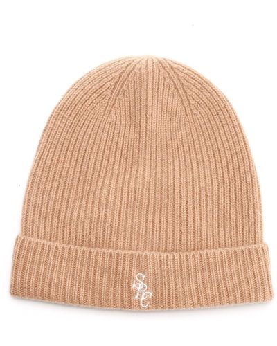 Sporty & Rich Ribbed Cashmere Beanie - Natural