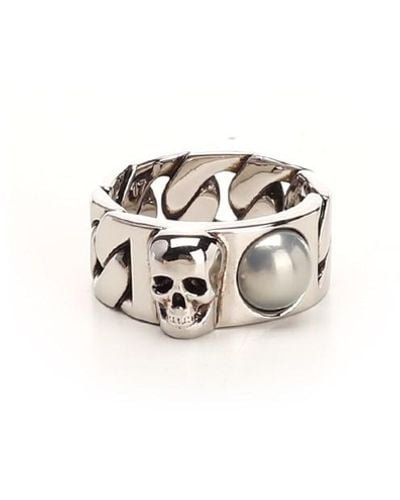 Alexander McQueen Skull Ring - White