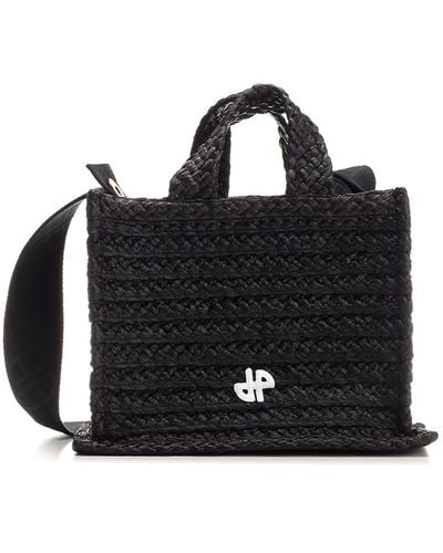 Patou Small "jp" Tote Bag In Raffia - Black