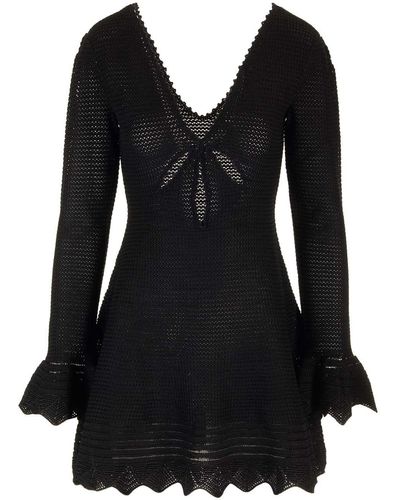 Self-Portrait Crochet Mini Dress - Black