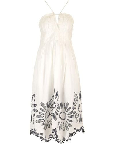 Ulla Johnson Beatrice Midi Dress In Cotton And Linen - White