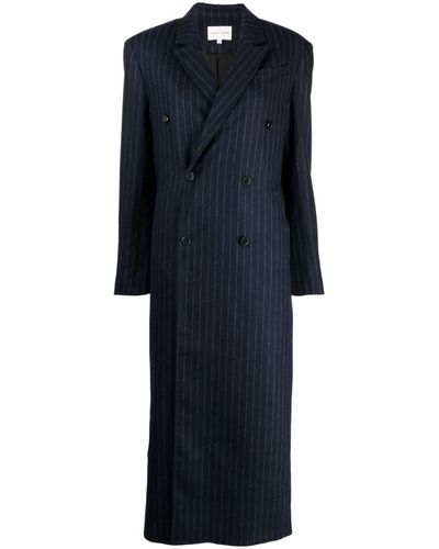 Loulou Studio Pinstripe Double-breasted Coat - Blue