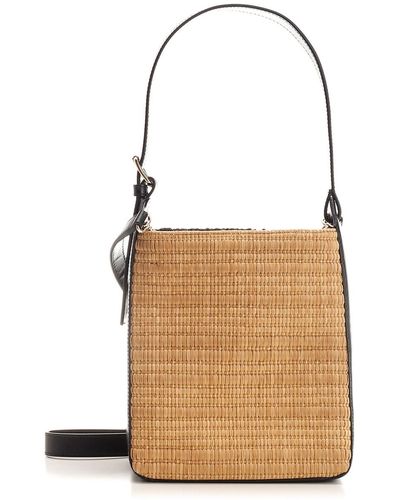 A.P.C. Leather And Raffia Virginie Small Tote - Natural