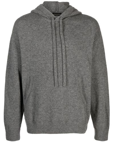 Roberto Collina Gray Hoodie In Wool And Cashmere