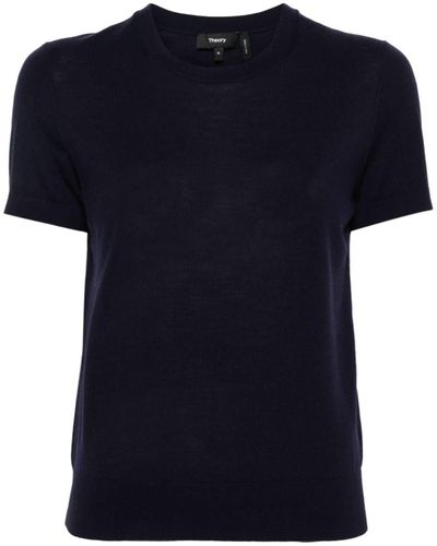 Theory Short-sleeved Wool Sweater - Black
