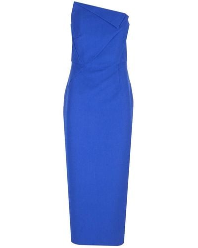 Roland Mouret Asymmetric Midi Dress - Blue