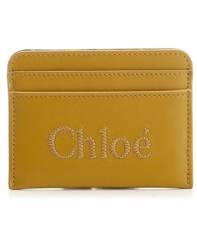 Chloé Leather Card Case - Green