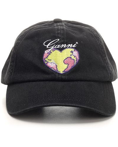 Ganni Patch Baseball Hat - Black
